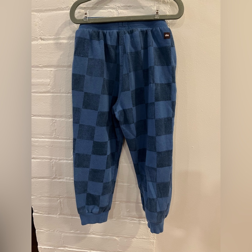 Tea Collection Boys Kids Checkered blue pocket drawstring sweatpants - size  5 - Picture 2 of 3